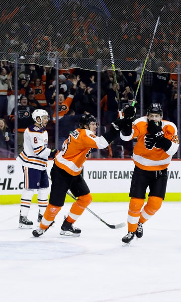 Patrick goal in OT, Flyers top Oilers 5-4 for 7th win in row